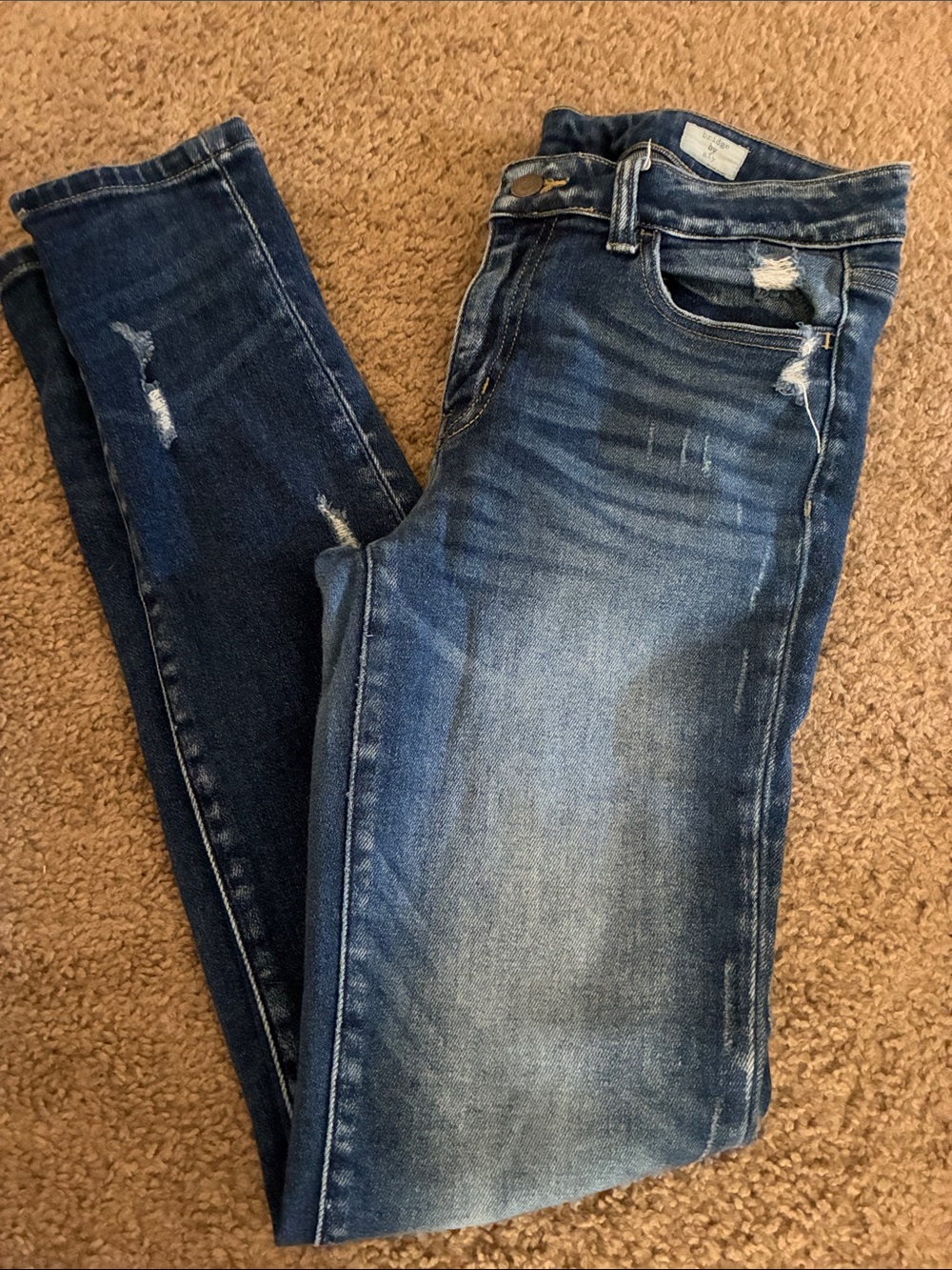 Women's Skinny Distressed Blue Jeans